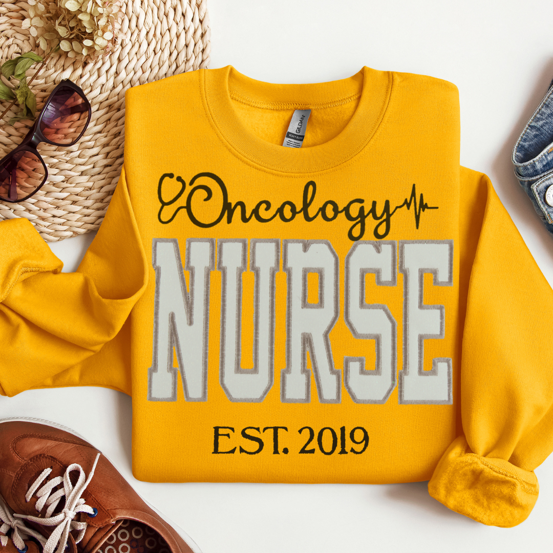 Cute Glitter Oncology Sweatshirt Hoodie Nurse Embroidery Popular Design