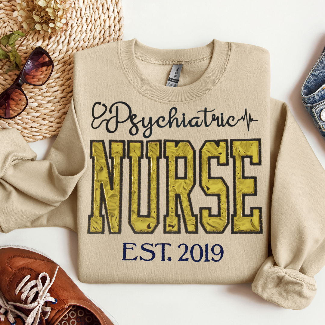 Cute Trendy Metallic Psych Nurse Embroidery Hoody-Custom Design