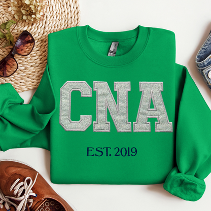 Glitter Trendy Cute Graphic Fun Unique CNA Embroidery Crewneck