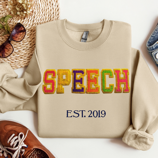 Faux Chenille Speech Therapy Embroidery Hoodie Sweatshirt