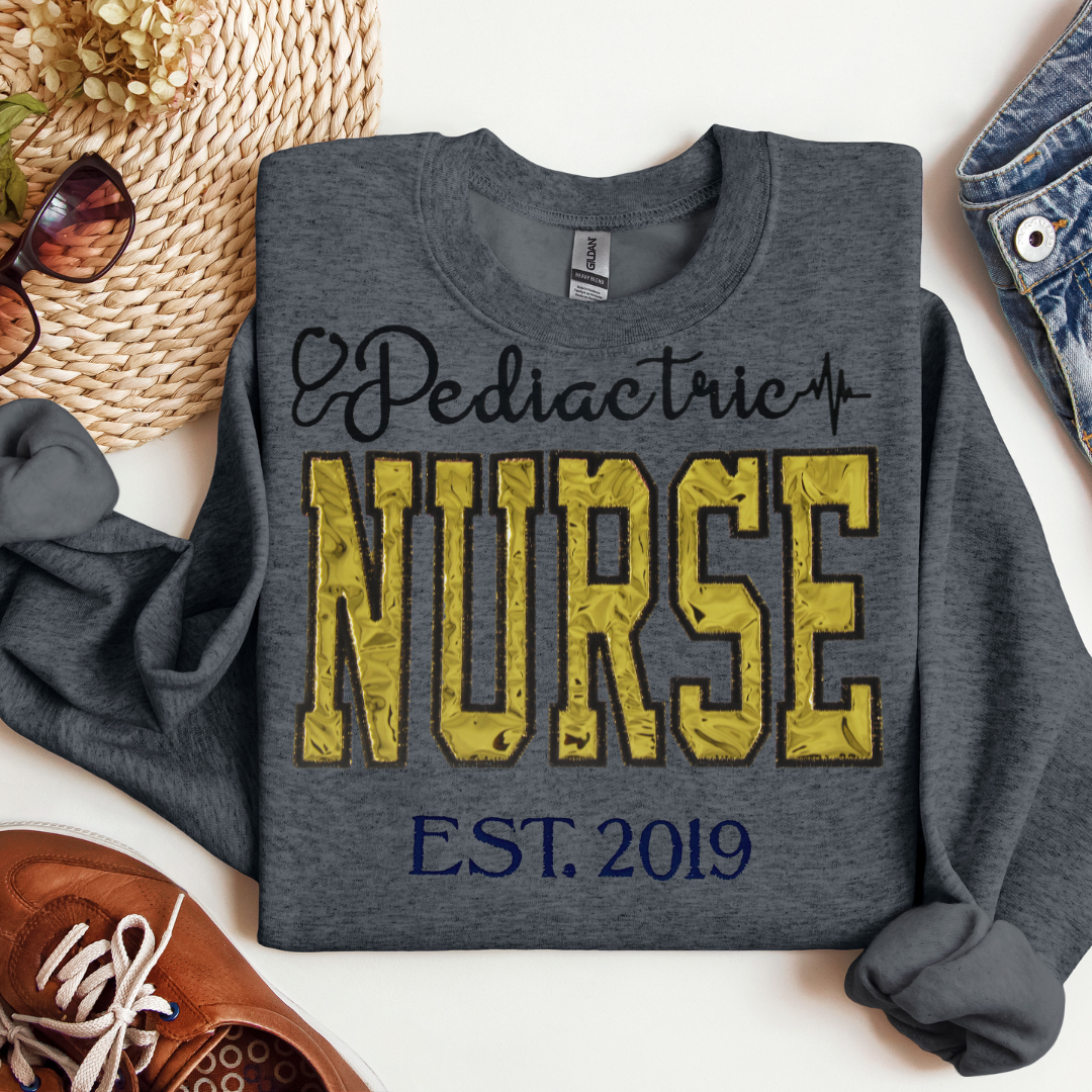 Trendy Metallic Pediatric Nurse Embroidery Hoody-Custom Design