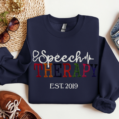 Colorful Unique Speech Therapy Embroidery Hoodie Sweatshirt