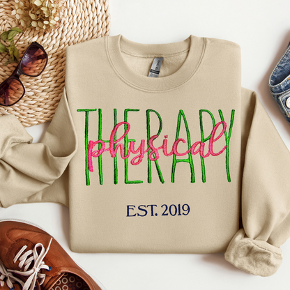 Colorful Trendy Physical Therapy Embroidery Hoodie