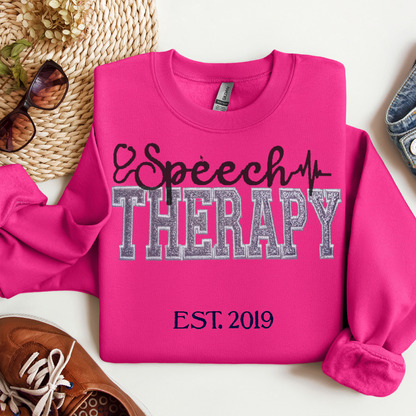 Colorful Trendy Graphic Speech Therapy Embroidery Hoodie Sweatshirt