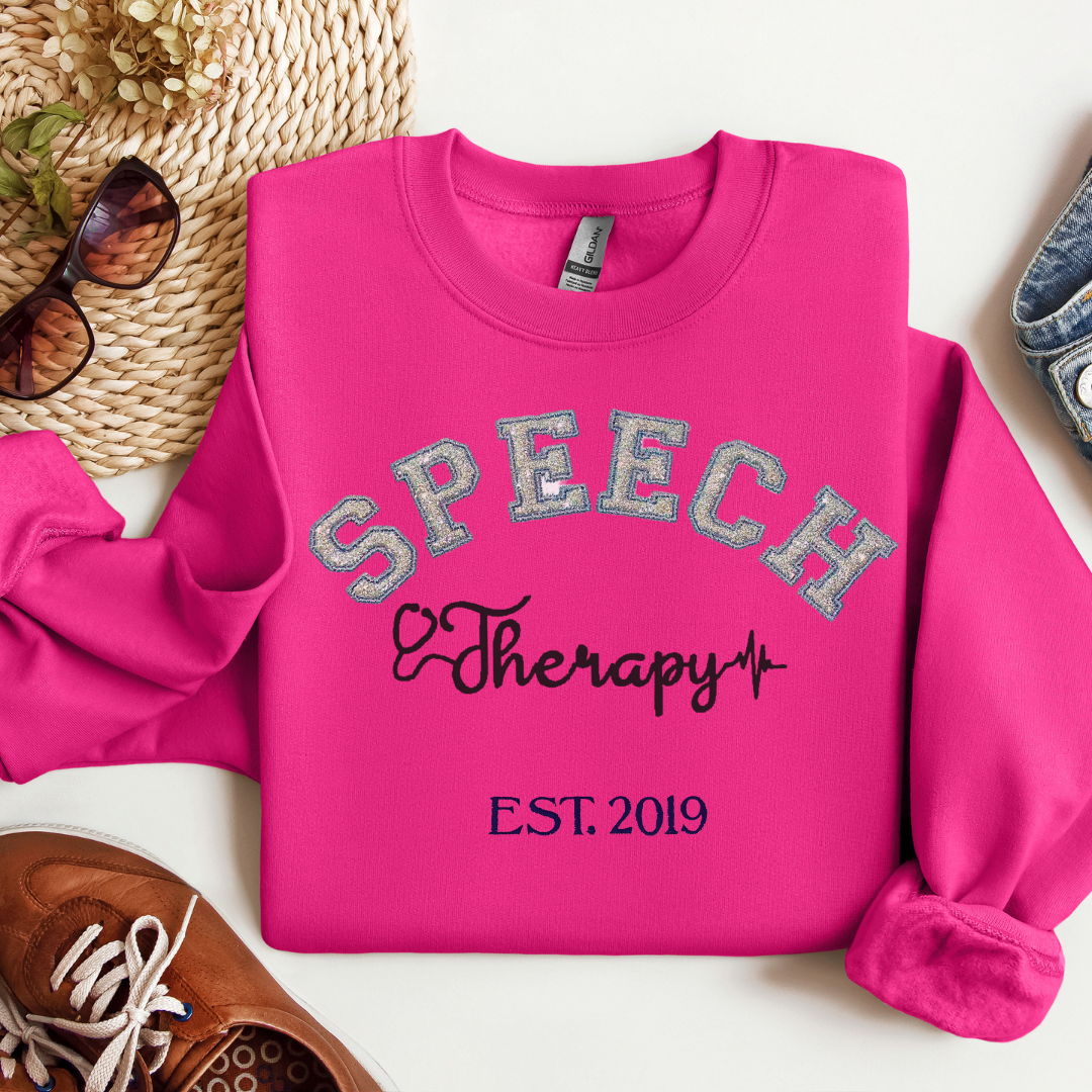 Trendy Silver Unique Speech Therapy Embroidery Hoodie Sweatshirt