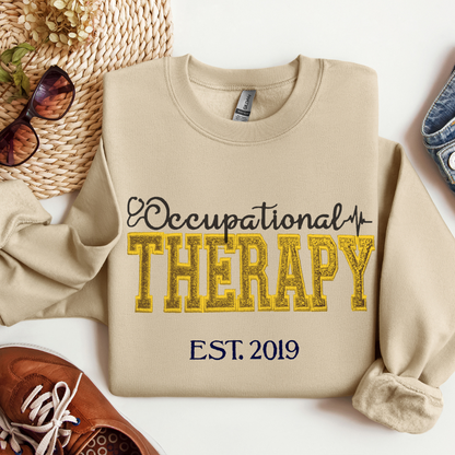 Trendy Cute Unique Bold Occupational Therapy Embroidery Hoodie Sweatshirt