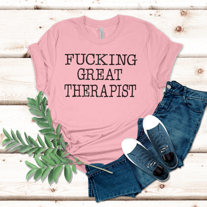 Custom Great Fun Unique Bold Therapy Embroidery Graphic T-shirt