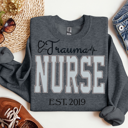 Cute Glitter Trauma Sweatshirt Hoodie Nurse Embroidery Popular Design