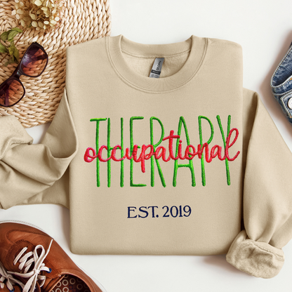 Colorful Trendy Occupational Therapy Embroidery Hoodie