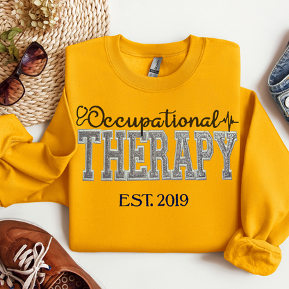 Colorful Trendy Graphic Occupational Therapy Embroidery Hoodie Sweatshirt