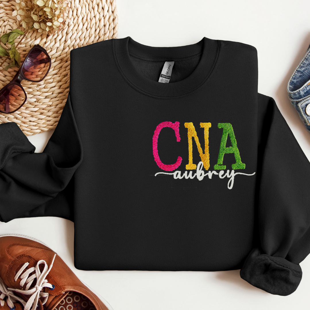 Trendy Personalized Cute Bold Graphic CNA Embroidery Hoodie Sweatshirt