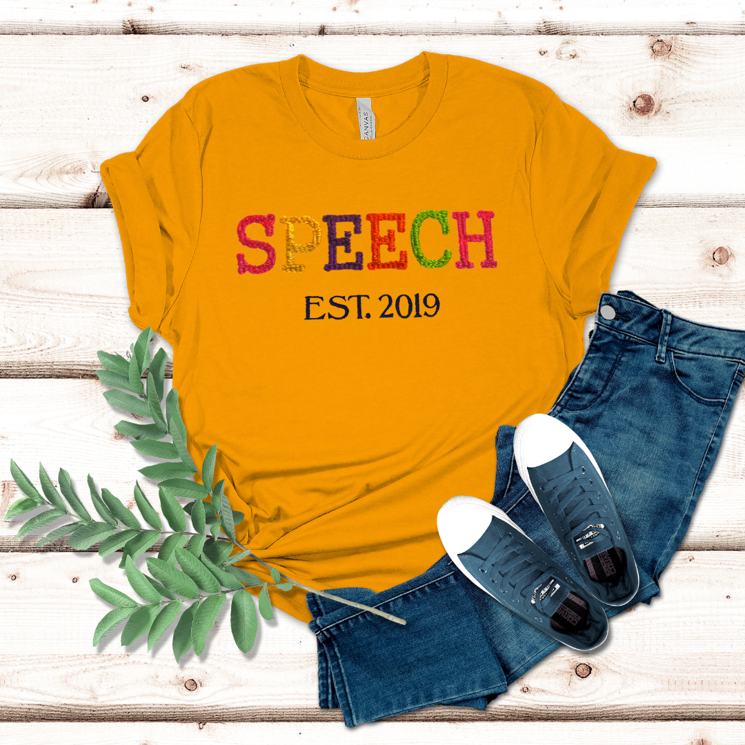 Super Trendy Fun Unique Speech Therapy Embroidery T-shirt