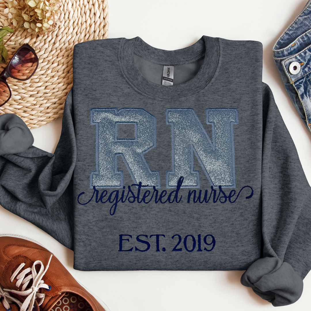 Glitter Registered Nurse Over Cute Crewneck