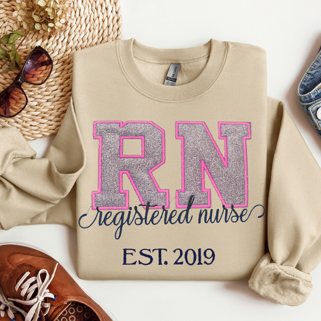 Glitter Registered Nurse Over Sweatshirt