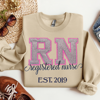 Glitter Registered Nurse Over Sweatshirt