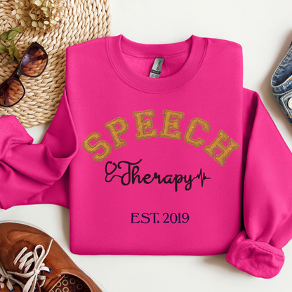 Trendy Gold Unique Speech Therapy Embroidery Hoodie Sweatshirt