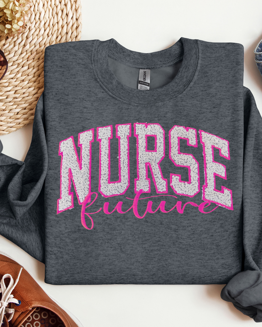 Sequin Glitter Future Nurse Sweatshirt