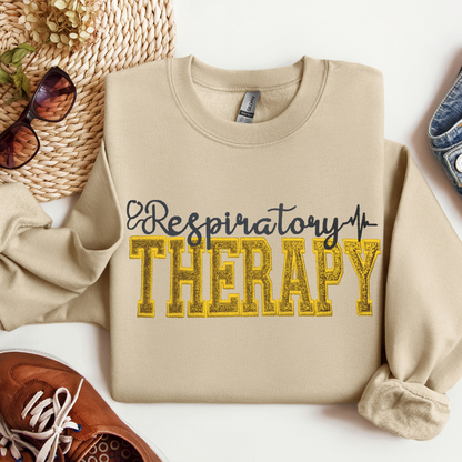 Trendy Gold Respiratory Therapy Embroidery Sweatshirt