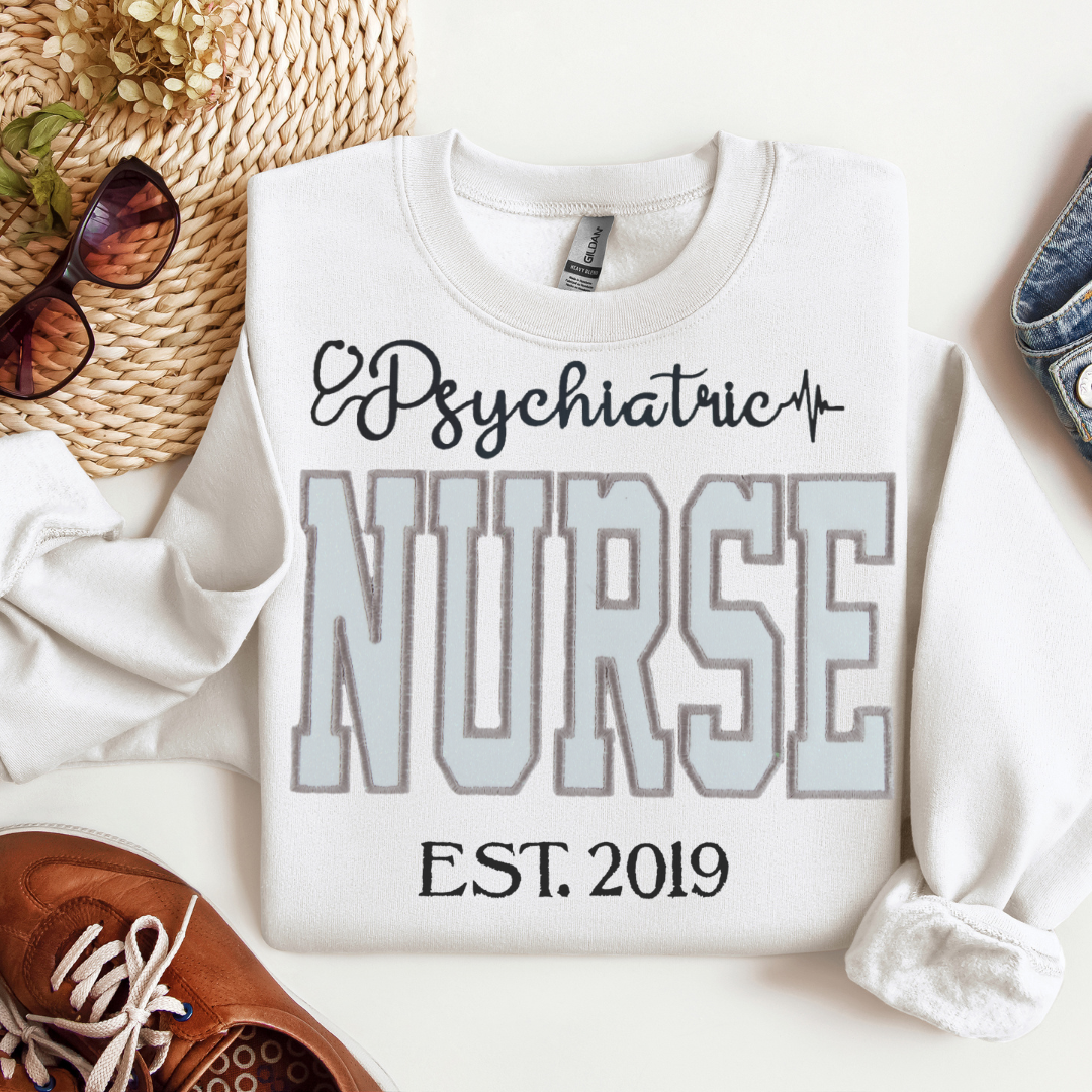 Cute Glitter Psych Sweatshirt Hoodie Nurse Embroidery Popular Design