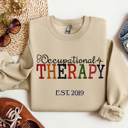 Colorful Trendy Graphic Occupational Therapy Embroidery Hoodie Sweatshirt