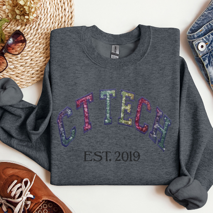 Sequin Rainbow CT TECH Embroidery Crewneck