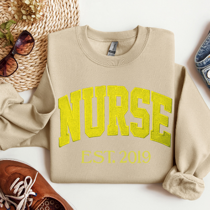 Yellow Nurse Embroidery Crewneck