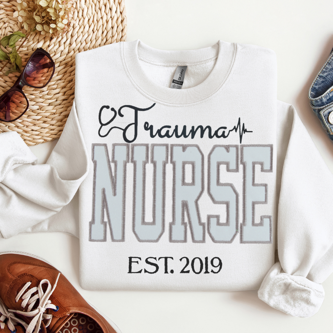 Cute Glitter Trauma Sweatshirt Hoodie Nurse Embroidery Popular Design