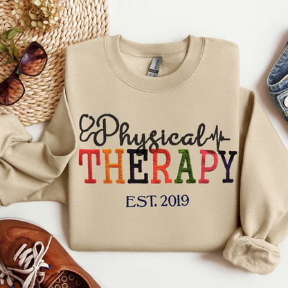 Colorful Trendy Glitter Physical Therapy Embroidery Hoodie