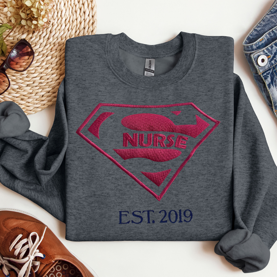 Fun Stylish Super Nurse Top Trendy Hoodie Crewneck Eye-Catching Design