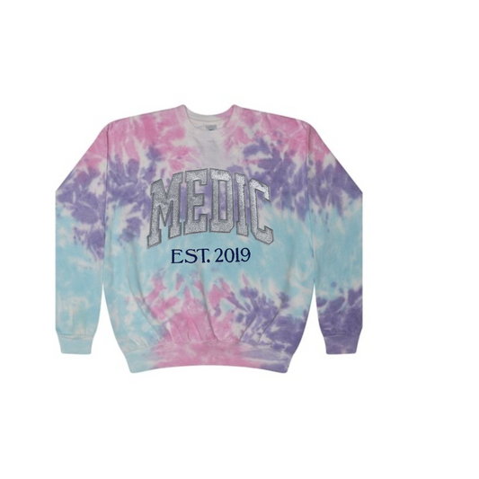 Paramedic Glitter Custom Trendy Tie Dye Sweatshirt Hoodie Embroidery