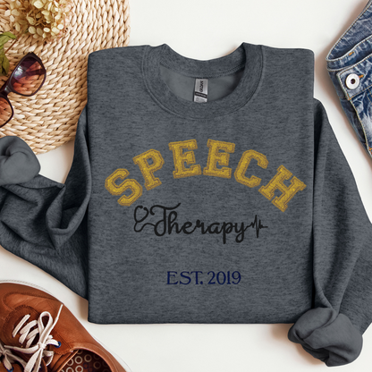 Trendy Gold Unique Speech Therapy Embroidery Hoodie Sweatshirt