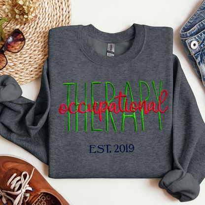 Colorful Trendy Occupational Therapy Embroidery Hoodie