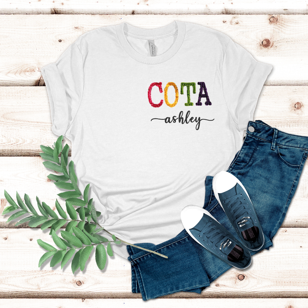 Custom Fun Unique Bold Occupational Therapy Assistant Embroidery Tshirt