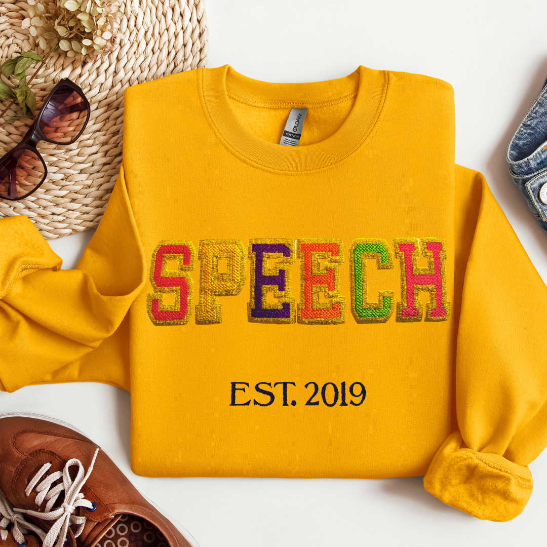 Faux Chenille Speech Therapy Embroidery Hoodie Sweatshirt