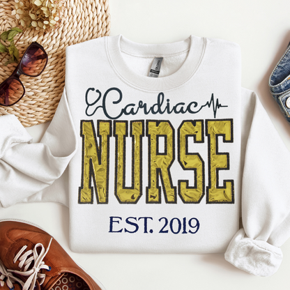 Cute Trendy Metallic Cardiac Nurse Embroidery Hoody-Custom Design