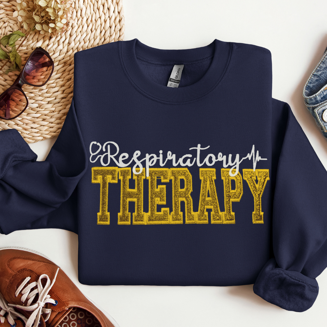 Trendy Gold Respiratory Therapy Embroidery Sweatshirt