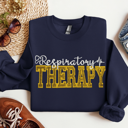 Trendy Gold Respiratory Therapy Embroidery Sweatshirt