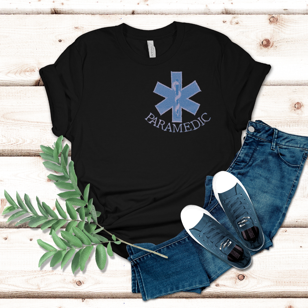 Popular Bold Unique Trendy Fun Embroidery Paramedic T-shirt