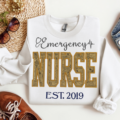 Cute Trendy Shiny Metallic Emergency Nurse Hoody-Custom Design