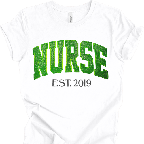 Green Glitter NURSE T-Shirt