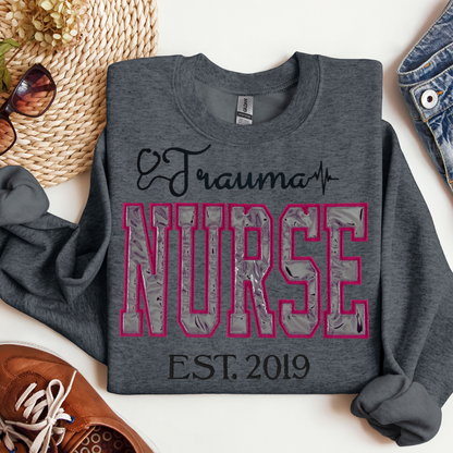 Fun Trendy Sparkle Trauma Nurse Popular Embroidery Sweatshirt Hoodie