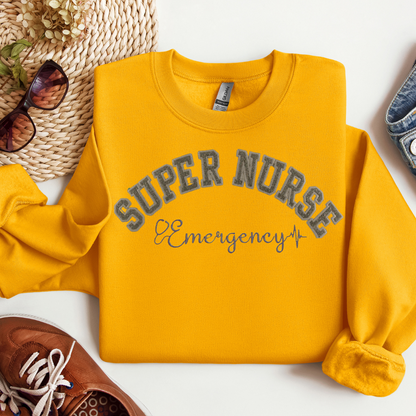 Fun Stylish Super ER Nurse Top Trendy Hoodie Crewneck Eye-Catching Design