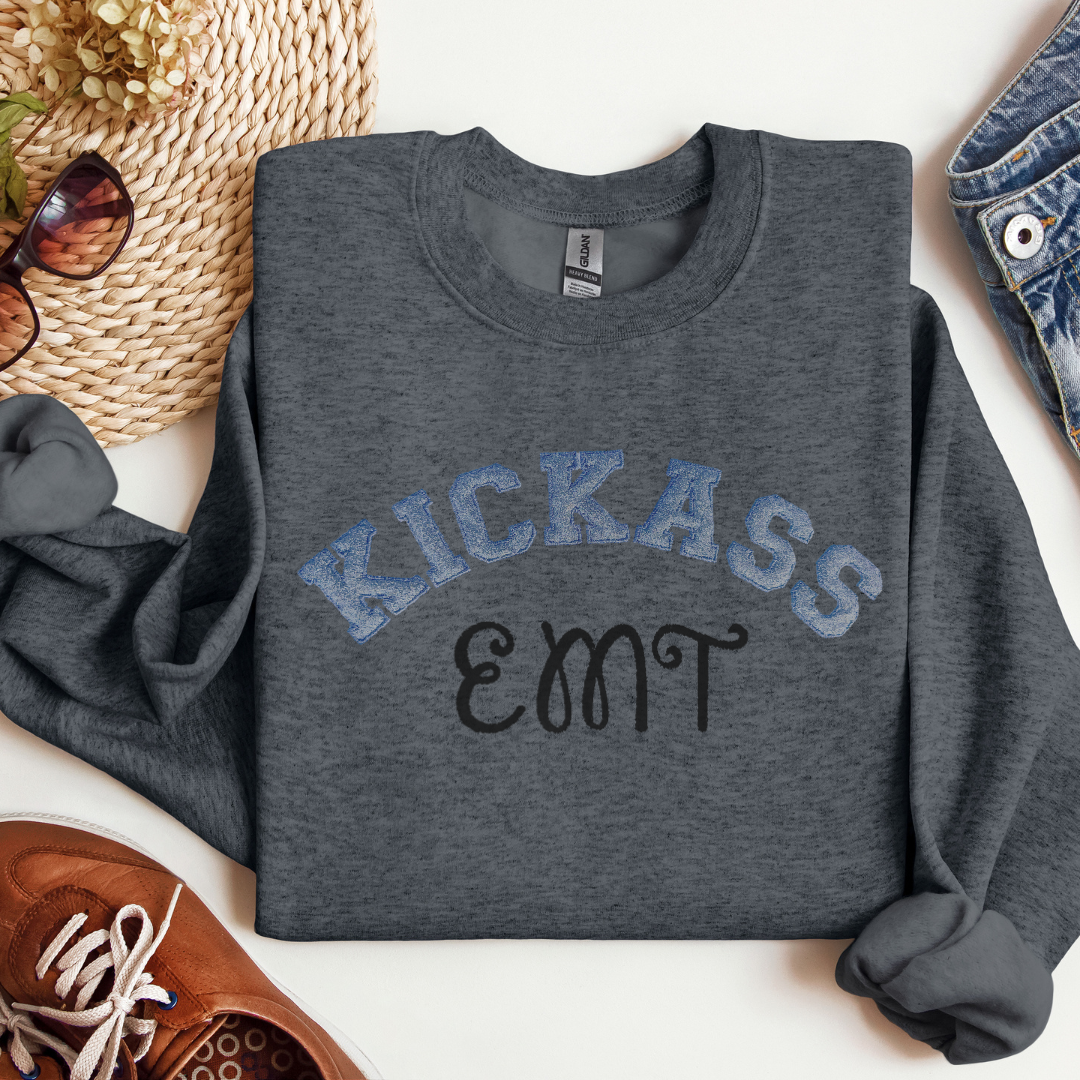 Kickass Popular Bold Glitter Embroidery Trendy EMT Hoodie Sweatshirt