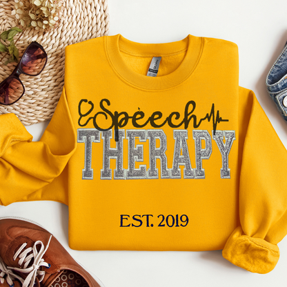 Colorful Trendy Graphic Speech Therapy Embroidery Hoodie Sweatshirt