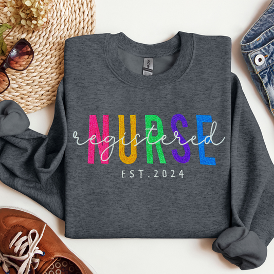 Modern Top Registered Nurse Colorful Embroidery Trend Established Fun