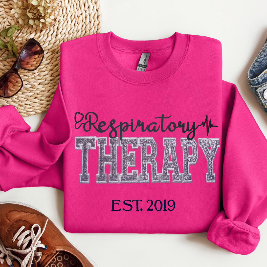 Colorful Trendy Glitter Respiratory Therapy Embroidery Hoodie