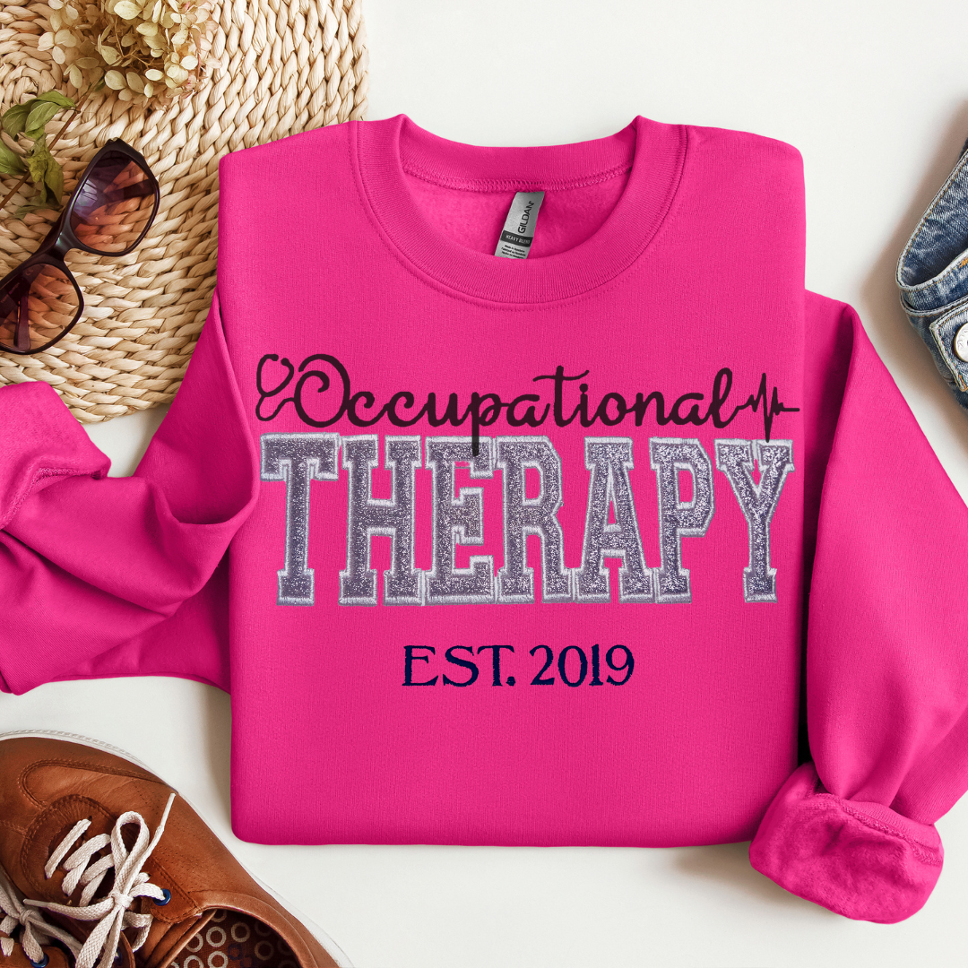 Colorful Trendy Graphic Occupational Therapy Embroidery Hoodie Sweatshirt