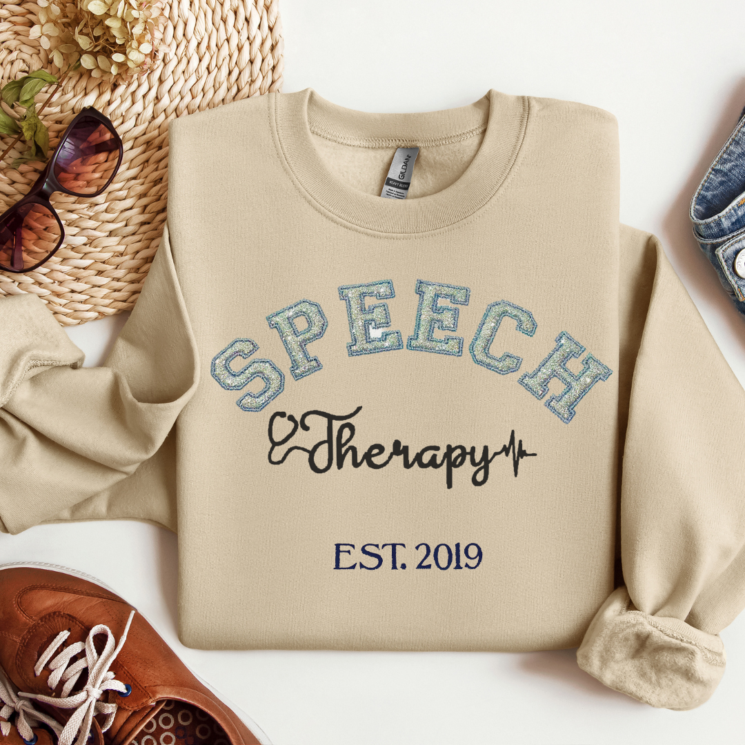 Trendy Silver Unique Speech Therapy Embroidery Hoodie Sweatshirt