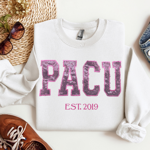 Sequin Glitter PACU Embroidery Sweatshirt