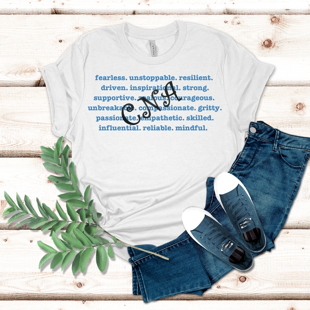 Fearless Nurse Tech Trendy Fun Cute Graphic Unique CNA Embroidery T-shirt